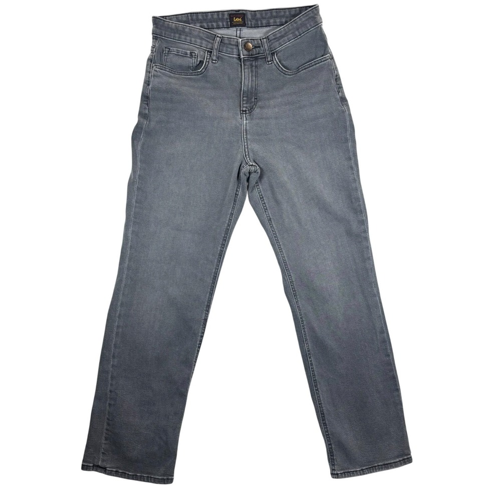Lee Jeans Womens Classic Fit Straight‎ Leg SZ 10 Charcoal Gray Stretch RN 130273